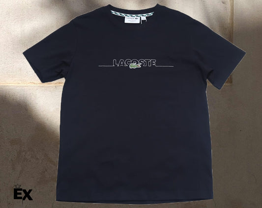 Black Lacoste T-Shirt with Embroidered Logo