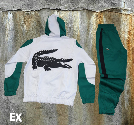 Lacoste Two Piece Tracksuit | White & Green & Black