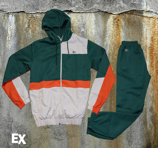 Lacoste Two Piece Tracksuit | Cream & Orange & Green