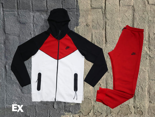 Nike Techno Track Suit | Red & Black